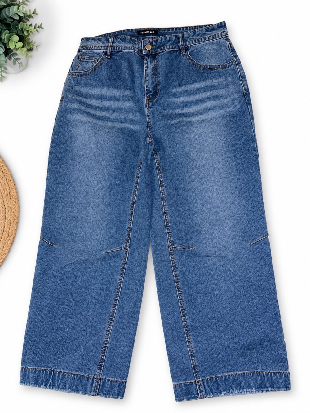 Flamingals  Wide Leg Cropped Jeans Women’s 2XL Stretch Denim High Rise
